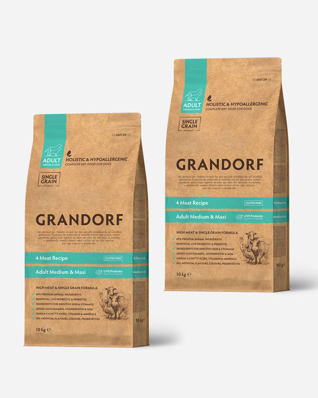 Grandorf Adult Medium & Maxi – 4 Meat – 2 x 10 kg