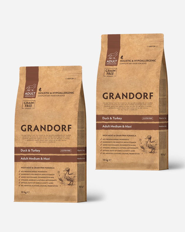 Grandorf Adult Medium & Maxi – and og kalkun – 2 x 10 kg