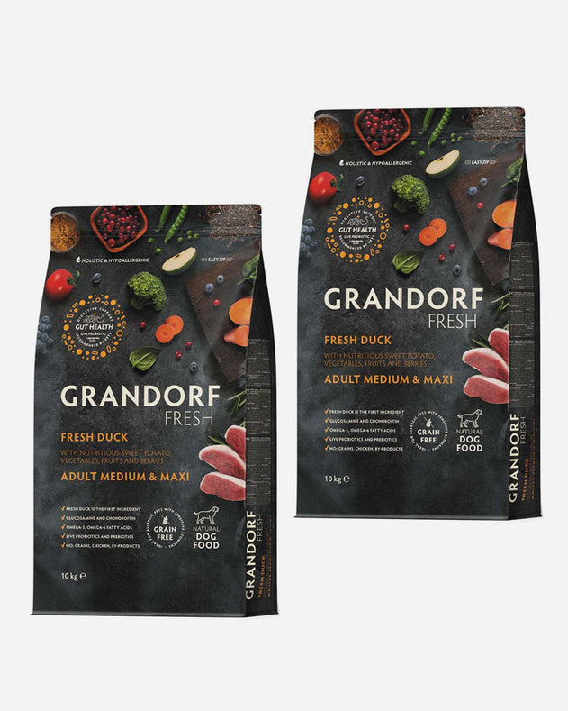 Grandorf Fresh Adult Medium & Maxi – Frisk and & sød kartoffel 2 x 10 kg