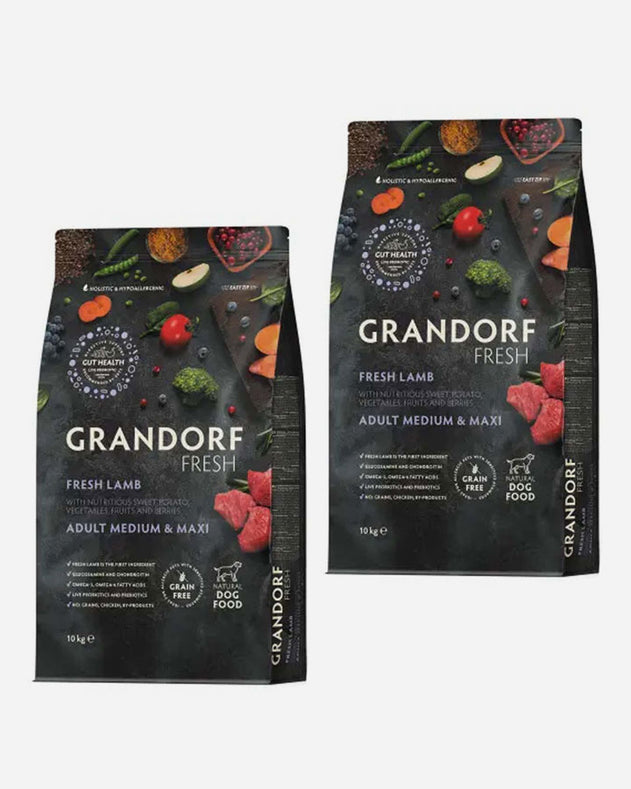 Grandorf Fresh Adult Medium & Maxi – Frisk lam & sød kartoffel 2 x 10 kg