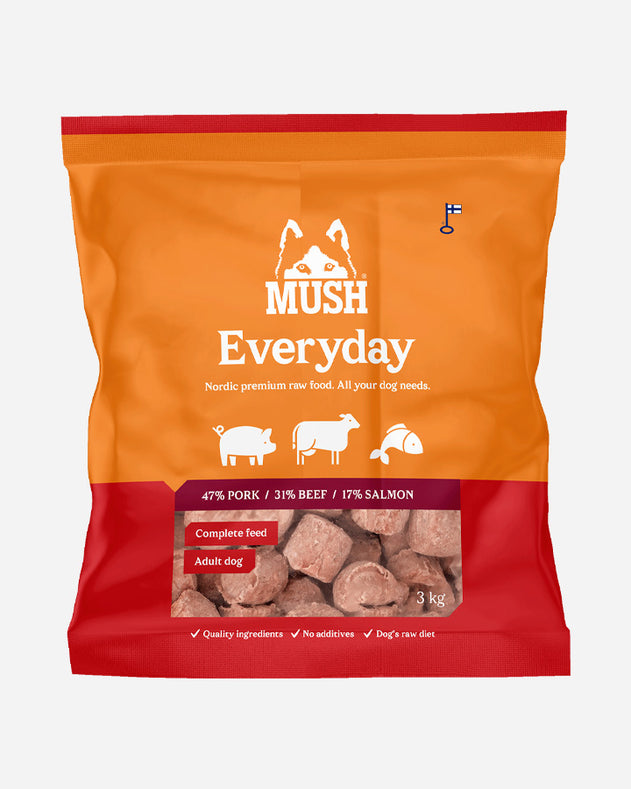 MUSH Everyday Rød XL - Gris, Okse og Laks - 3kg