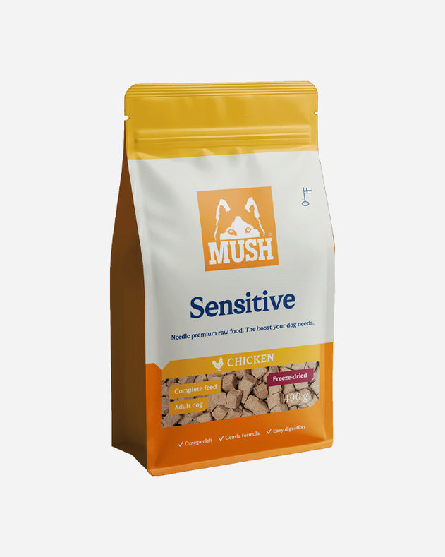 MUSH Sensitive Kylling – frysetørret hundefoder med kylling – 400g