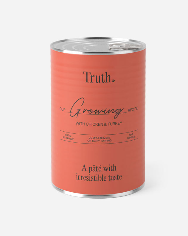 Truth Growing Paté - til hvalpe - Kylling & Kalkun (6x400g)