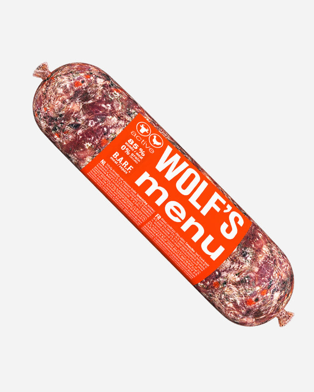 Wolf's Menu – Active – BARF fuldfoder med okse og kylling – 1 kg