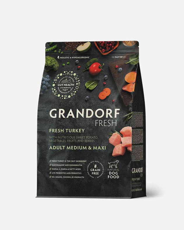 Grandorf Fresh Adult Medium & Maxi – Frisk kalkun & sød kartoffel 3 kg