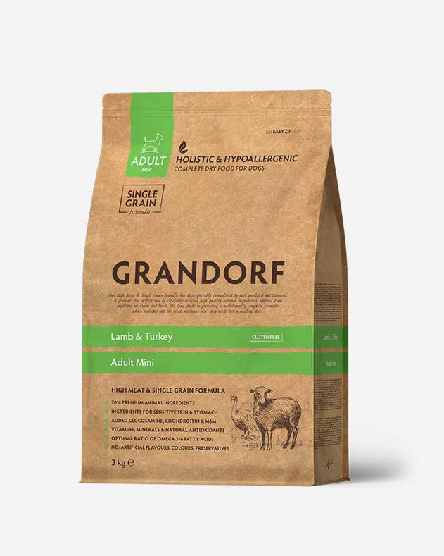 Grandorf Adult Mini - Lam og Kalkun - 3kg - Grandorf - Petlux